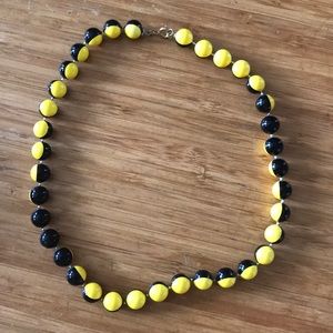 Vintage yellow and black plastic bead necklace